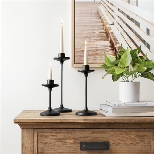 Set of 3 Tapers Metal Candle Holder Black - Threshold™ - Miazone