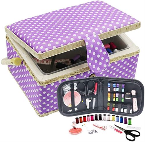 Medium Sewing Box with Travel Kit Sewing Basket Organizer - Miazone