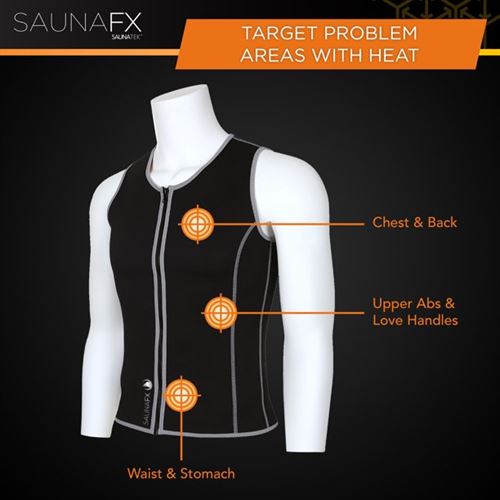 SaunaFX Men's Slimming Neoprene Sauna Vest with Microban Antimicrobial  Product Protection - Miazone
