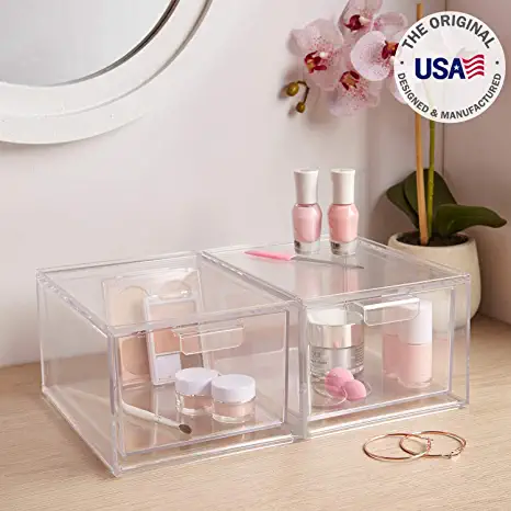 STORi Audrey Clear Vanity Makeup Organizer, 15-Compartment Holder for  Brushes, Eyeshadow Palettes, & Beauty Supplies, Stacks on Audrey Storage  Drawers