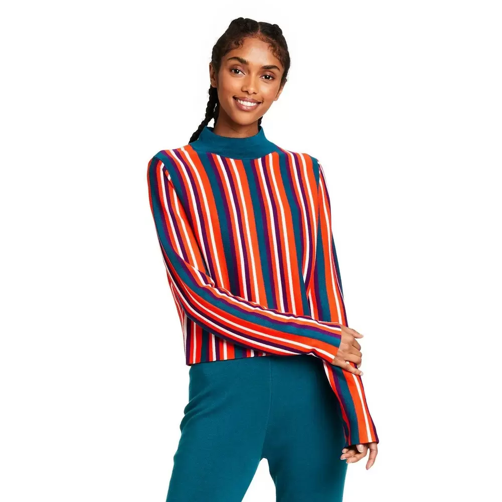 Women's Mock Turtleneck Fitted Sweater Top - Wild Fable™ Dark Teal Blue XL