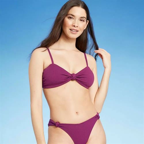 Women's Maternity Cutout Drawstring Swimsuit Tankini Set - Cupshe-L-Purple