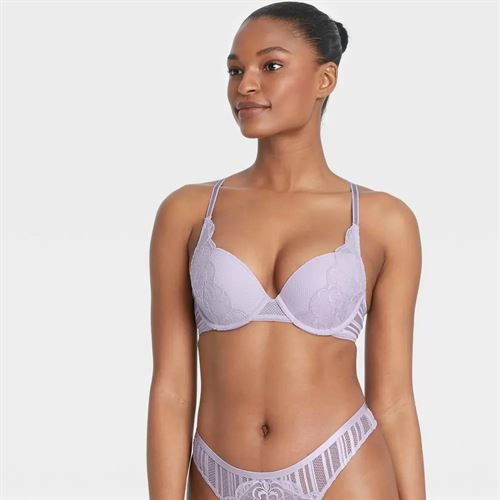 NEW! WOMENS AUDEN HIGH APEX LACE PLUNGE COVERAGE PUSH UP BRA