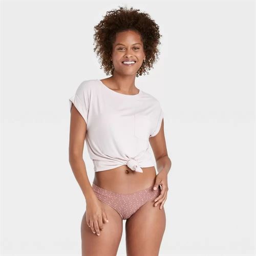 Women's Cotton Bikini Underwear - Auden Mauve Dashes L, Pink