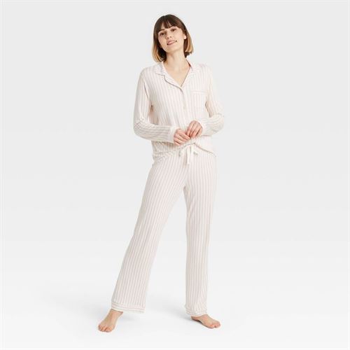 Women's Beautifully Soft Short Sleeve Notch Collar Top And Pants Pajama Set  - Stars Above™ : Target