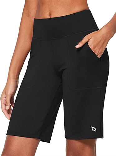 High Waist Yoga Shorts for Women with 2 Side Pockets Tummy Control