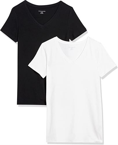 Essentials Women's Classic-Fit Short-Sleeve V-Neck T-Shirt,  Multipacks - Miazone