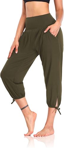 Colorfulkoala Women's High Waisted Joggers with Pockets Capri Length  Sweatpants & Lounge Pants