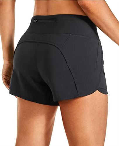 CRZ YOGA High Waisted Workout Shorts for Women - 4'' Mesh Liner Lightweight Gym  Athletic Shorts Running Sport Spandex Shorts Medium Black