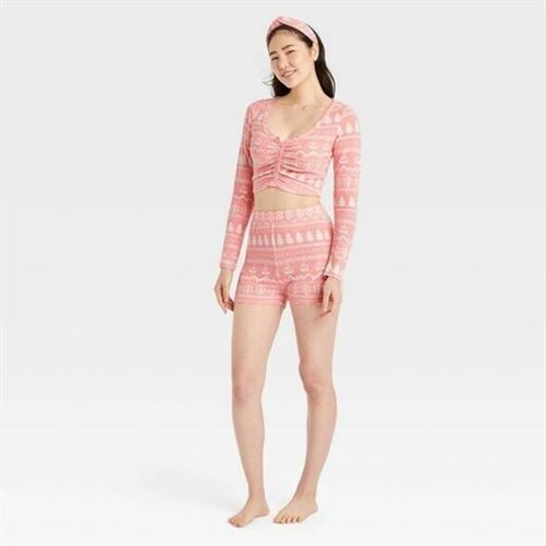 Women's Lace Trim Pajama Set - Colsie™ Black Dot Xl : Target