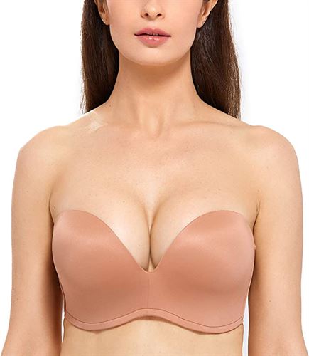 Delimira Womens Underwired Support Slightly Padded Lace Strapless