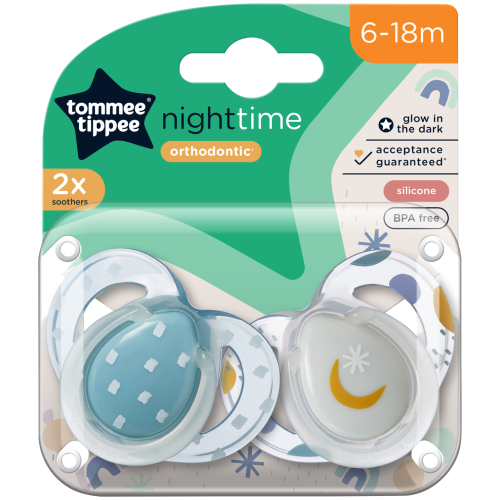 Tommee Tippee Closer to Nature Night Time Baby Pacifier - 0-6 month, Girl,  4 pack 